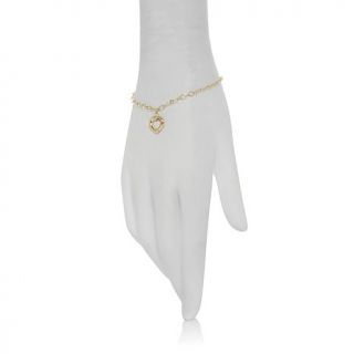 Michael Anthony Jewelry® 10K Gold Oval Link Heart Dangle 7 1/2" Bracelet