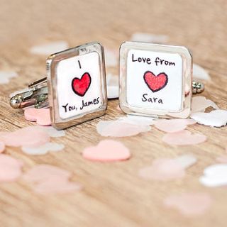 personalised heart cufflinks by my 1st years