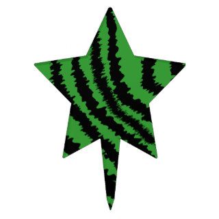Abstract Black and Green Jungle Print Pattern. Star Cake Topper