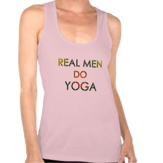 Funny real men do yoga tank top (pink racerback)