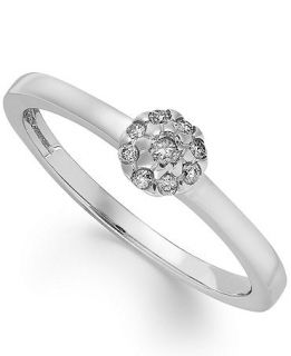Diamond Ring, 14k White Gold Cluster Engagement Ring (1/10 ct. t.w.)   Rings   Jewelry & Watches