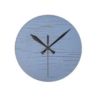 Rustic Beach Wood (blue) Round Wall Clock