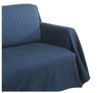 Hudson Jacquard Diamond Chair Throw Cover, Blue   Throw Blankets