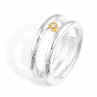 double band ring with diamond by shona jewellery