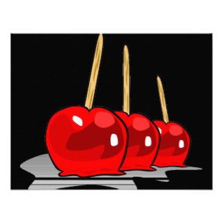 3 Red Candy Apples Invitations