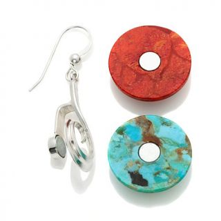 Jay King Interchangeable Turquoise and Coral Sterling Silver Earrings