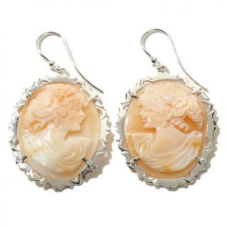 Italy Cameo by M+M Scognamiglio® Framed 30mm Cornelian Cameo Drop Sterling
