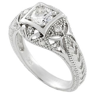 Tressa Collection Sterling Silver Round Cut Cubic Zirconia Engagement