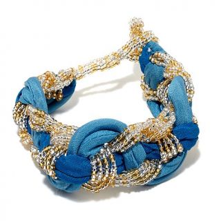 Himalayan Gems™ 2 Tone Braided Fabric and Potay Bead Bracelet