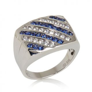 Men's 1.51ct Absolute™ and Created Blue Sapphire Diagonal 7 Row Ring