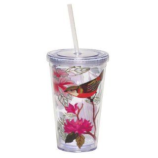 17 oz. Bird Study Wall Insulated Tumbler Cup w/ Lid & Straw Kitchen & Dining