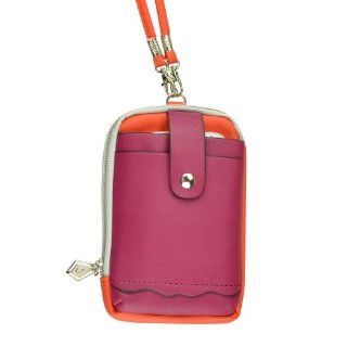 Rose & Orange red Protable Smartphone Pouch Bag with shoulder strap for LG Optimus G Pro Cell Phones & Accessories