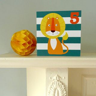number five animal birthday card by toby tiger