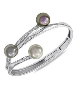 Majorica Pearl Bracelet, Sterling Silver Multicolor Organic Man Made Pearl Bangle   Fashion Jewelry   Jewelry & Watches