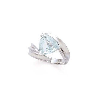 14K White Gold 3 1/5 ct. Trillion Cut Aquamarine Ring Katarina Jewelry