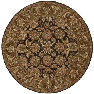 Safavieh Hand made Anatolia Dark Brown/ Gold Wool Rug (4' Round) Safavieh Round/Oval/Square
