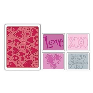 Sizzix Textured Impressions Embossing Folder 5 pack   Valentine Set #3