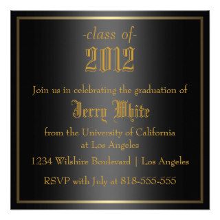 Black and Gold Graduation Personalized Invitations