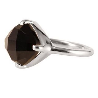 black onyx ring rhodium plated silver by connie & vi
