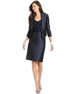 Tahari by ASL Suit, Satin Shawl Collar Jacket, Sequin Shell & Skirt   Suits & Suit Separates   Women