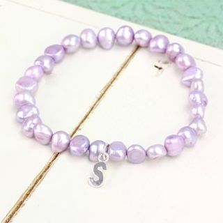 charmed pearl bracelet with silver initial by lisa angel