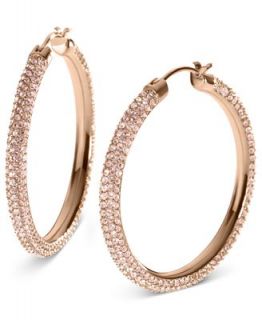 Michael Kors Rose Gold Tone Glass Pave Hoop Earrings   Fashion Jewelry   Jewelry & Watches