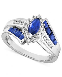 Sterling Silver Ring, Sapphire (1 1/5 ct. t.w.) and Diamond Accent Ring   Rings   Jewelry & Watches