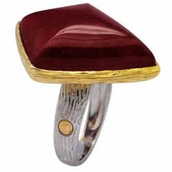 De Buman 18k Yellow Gold and Sterling Silver Ruby Ring De Buman Gemstone Rings