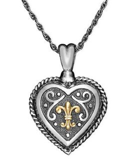 14k Gold and Sterling Silver Pendant, Scroll Heart Chain   Necklaces   Jewelry & Watches
