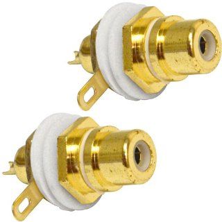 Seismic Audio   SAPT230 2Pack   2 Pack of RCA Gold Plated Chassis Mount Connectors   White Pro Audio Musical Instruments