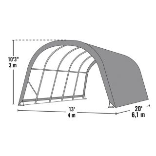 ShelterLogic Roundtop Run-In Shed — Green, 20ft.L x 12ft.W x 10ft.H, Model# 51351  Ag Shelters