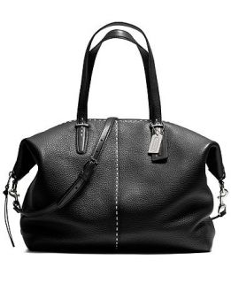 COACH BLEECKER LARGE COOPER SATCHEL IN STITCHED PEBBLED LEATHER   COACH   Handbags & Accessories
