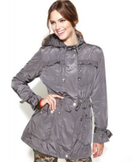Betsey Johnson Belted Tiered Soft Shell Coat   Coats   Women
