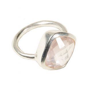 square rose quartz and silver ring by flora bee