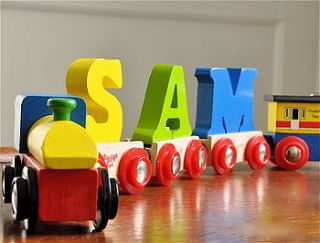 personalised wooden name train by the letteroom