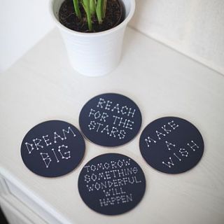 set of four 'make a wish' coasters by karin Åkesson