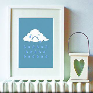 crying cloud rain print by papercuts by cefuk