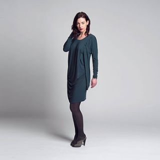 long sleeve drape side dress by keungzai