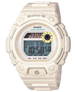 Baby G Watch, Womens Digital Tide Graph White Resin Strap 42x45mm BLX102 7   Watches   Jewelry & Watches