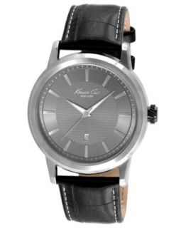 Kenneth Cole New York Watch, Mens Black Leather Strap 42mm KCW1021   Watches   Jewelry & Watches