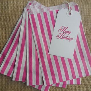 100 pink striped paper candy sweet bags by yatris home and gift