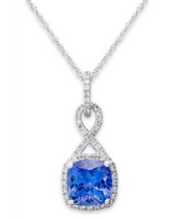 14k White Necklace, Tanzanite (1 5/8 ct. t.w.) and Diamond Accent Cushion Pendant   Necklaces   Jewelry & Watches