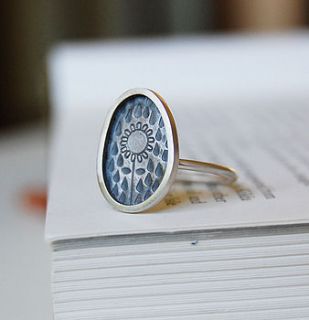 'i don't mind the rain'   silver ring by shere design