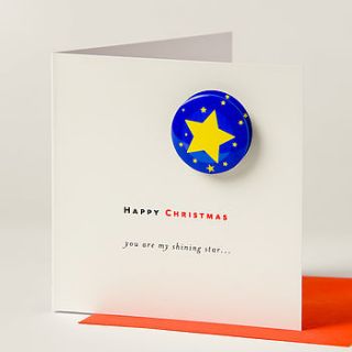 christmas star card with badge by think bubble
