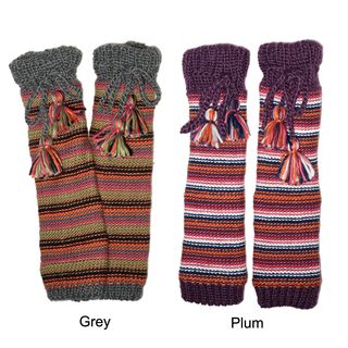 Hand knitted Striped Leg Warmers (Nepal) Women's Shoes & Socks