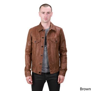 United Face Men's Classic Leather Trucker Jacket Jackets