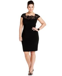 Xscape Plus Size Cap Sleeve Lace Body Con Dress   Dresses   Plus Sizes