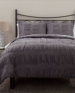 Ruched Stripes Gray 2 Piece Twin Comforter Set   Bed in a Bag   Bed & Bath
