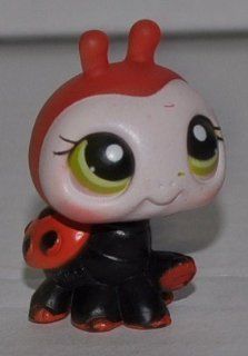 Ladybug #221 (Black/Red, White Face, Green Eyes) Littlest Pet Shop (Retired) Collector Toy   LPS Collectible Replacement Single Figure   Loose (OOP Out of Package & Print) 