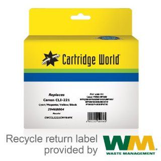 Cartridge World Remanufactured Ink Cartridge Replacement for CANON CLI 221 (C / M / Y / K, 4 Pack) Electronics